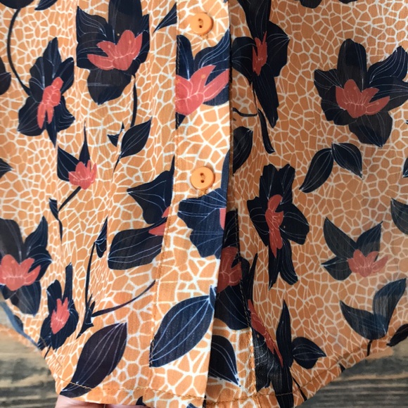 MODSTROM Mandarin Collar Floral Blouse Small Scandinavian Button Down Shirt - Picture 8 of 11